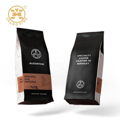 CPP Resealable Coffee Packaging Bags With Valve Flat Bottom Stand Up Pouch