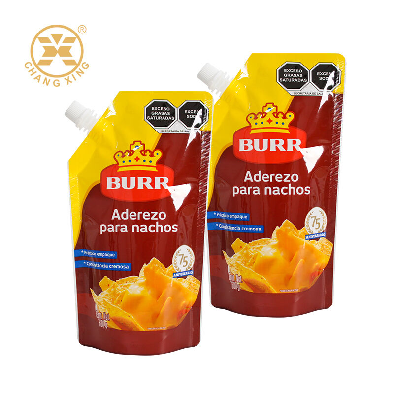 Custom Food Grade Plastic Side Spout Pouch Seasoning Sauce Pouch With Spout For Chili Paste Ginger Sauce Salad Dressing Ketchup Doypack Pouch Bpa-Free