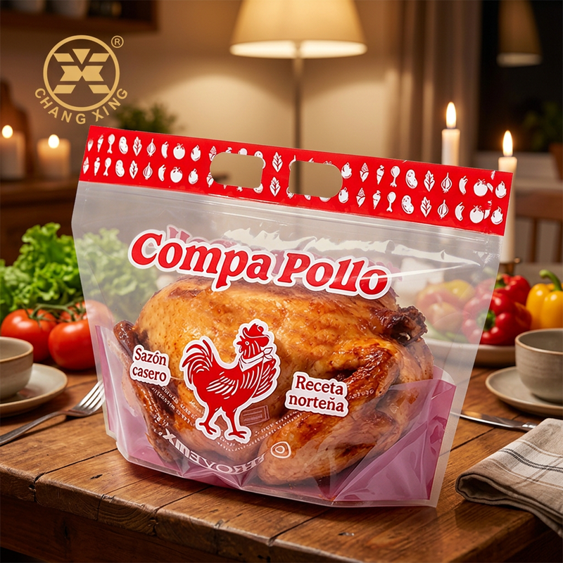 Custom Printed Anti-Fog Roast Chicken Packaging Bags with Zipper and Customizable Micro Vent Holes
