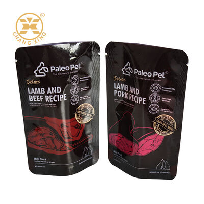 كيس طعام الحيوانات الأليفة بسحاب بلاستيكي مطبوع عليه شعار مخصص، أكياس تغليف الحيوانات الأليفة المقاومة للرطوبة لطعام الكلاب والقطط