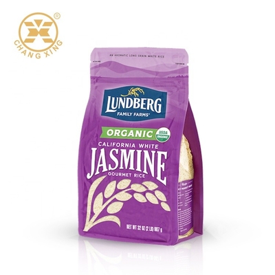 1KG 2 KG مربع أسفل سحاب الحقيبة التعبئة الأرز الأغلاق مع سحاب